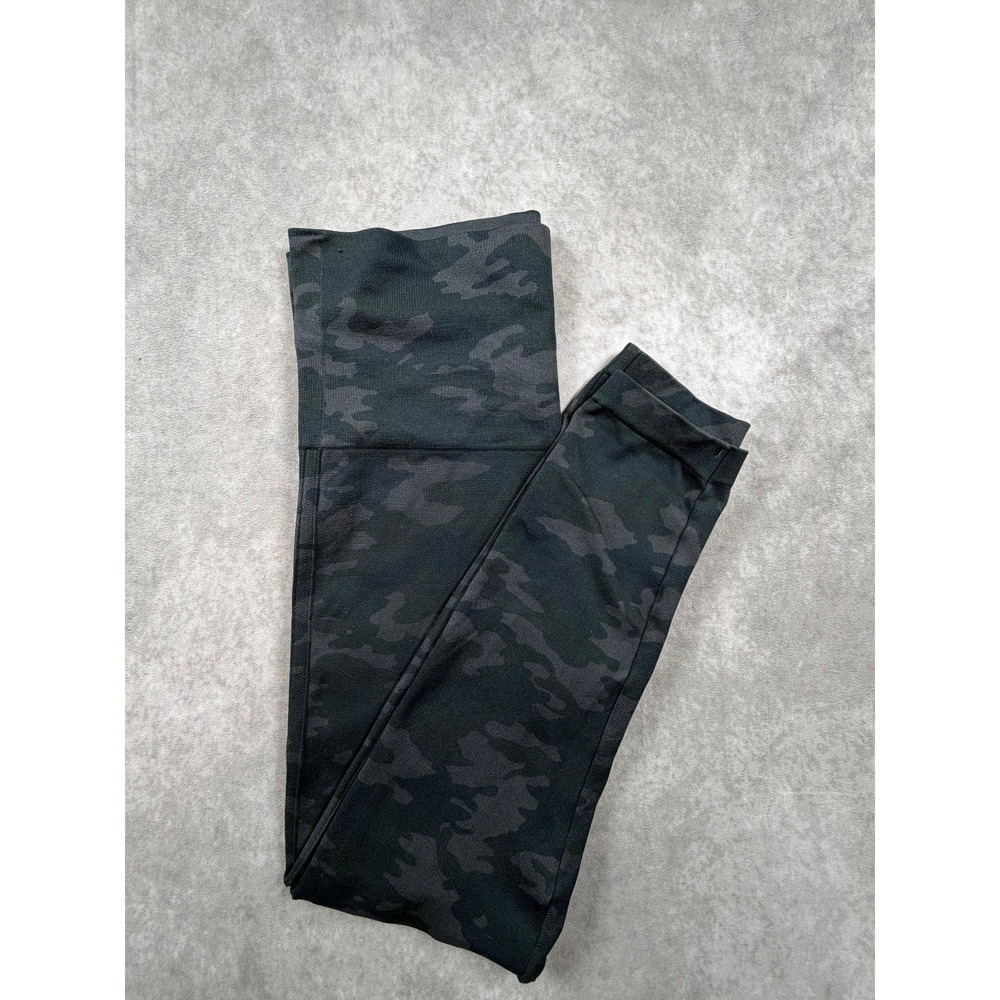 Spanx Womens XL Look At Me Now Leggings Black Camo Seamless High Rise FL3515